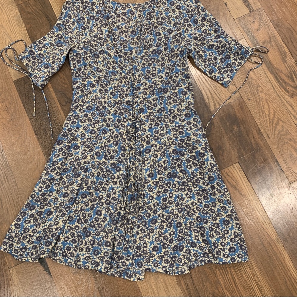 Free people Blue Floral Flare Dress Size Small - Picture 3 of 10